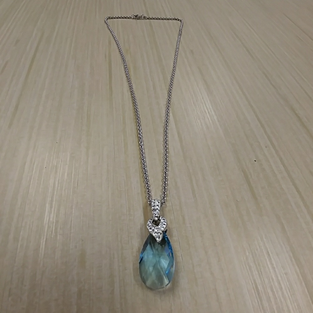 Blue Cubic Zirconia Drop Necklace